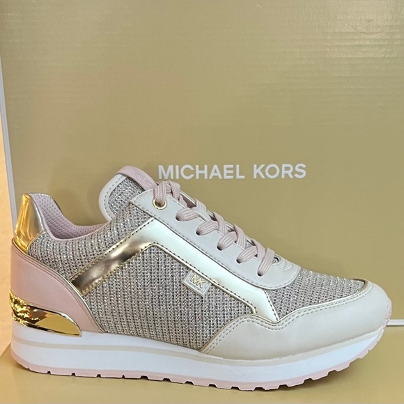 Michael Kors Maddy Leather and Glitter Chain-Mesh Trainer - Size 10 - Picture 5 of 7